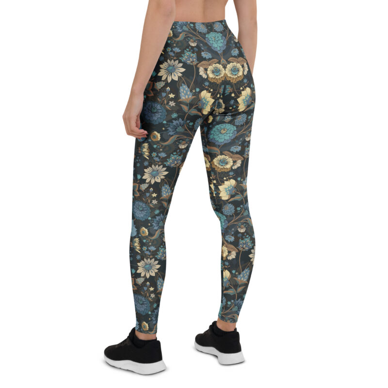 Aegis Fox Blue Floral Compression Leggings - Athletic Workout Tights with 4-Way Stretch Microfiber | Women's Performance Activewear - Image 2