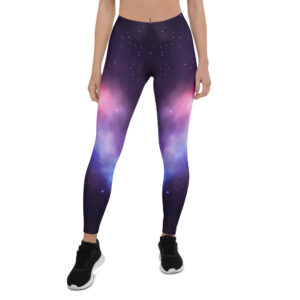 Aegis Fox Purple Blue Galaxy Leggings - Athletic Workout Compression Leggings with 4-Way Stretch, Microfiber Fabric, UPF 50+