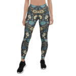 Aegis Fox Blue Floral Compression Leggings - Athletic Workout Tights with 4-Way Stretch Microfiber | Women's Performance Activewear