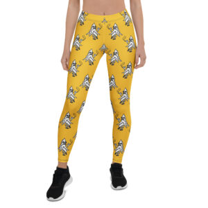 Aegis Fox Bright Yellow Fox Character Athletic Leggings - 4-Way Stretch Compression Performance Leggings for Women, Moisture-Wicking Workout Apparel