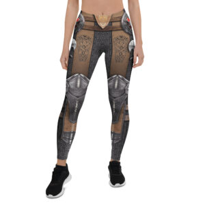 Aegis Fox Medieval Armor Leggings - Silver Chainmail Compression Athletic Leggings with 4-Way Stretch Microfiber - Workout Performance Knight Warrior Design