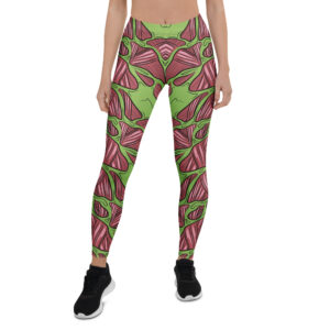 Aegis Fox Anatomical Muscle Pattern Leggings - Red & Green Performance Workout Compression Tights with 4-Way Stretch Microfiber for Women Athletes