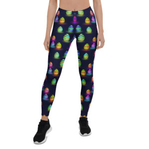 Aegis Fox Neon Glow Abstract Stripe Leggings - Athletic Performance Wear - Vibrant Microfiber Fabric
