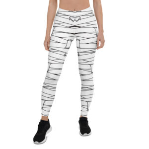 Aegis Fox Black & White Bandage Wrap Leggings - 4-Way Stretch Microfiber Athletic Compression Wear for Running, Training & Workouts