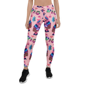 Aegis Fox Pink Tribal Pattern Leggings - 4-Way Stretch Athletic Compression Workout Leggings with African-Inspired Design