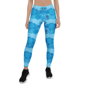 Aegis Fox Blue Gemini Constellation Athletic Leggings - 4-Way Stretch Microfiber Compression Workout Pants with Zodiac Design