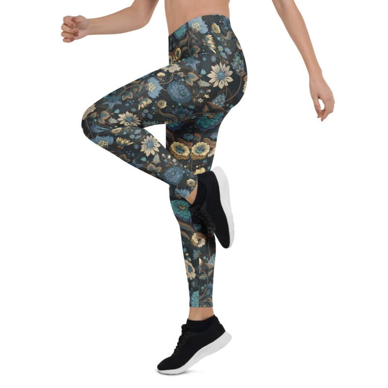 Aegis Fox Blue Floral Compression Leggings - Athletic Workout Tights with 4-Way Stretch Microfiber | Women's Performance Activewear - Image 5
