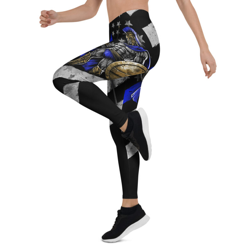 Aegis Fox Thin Blue Line Warrior Athletic Leggings - 4-Way Stretch Compression Performance Leggings with American Flag Design for Women - Image 7