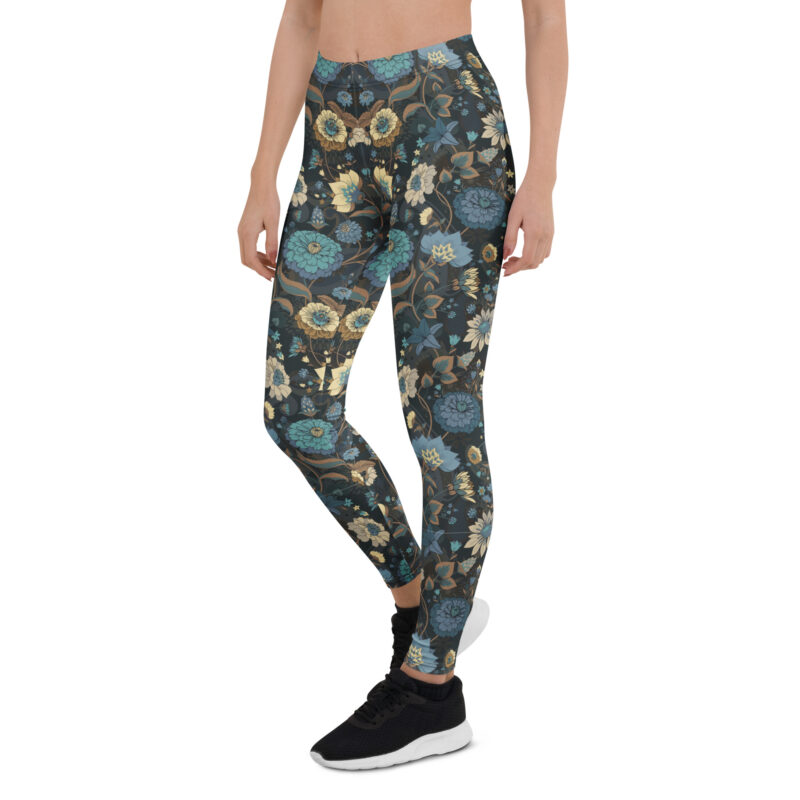 Aegis Fox Blue Floral Compression Leggings - Athletic Workout Tights with 4-Way Stretch Microfiber | Women's Performance Activewear - Image 3