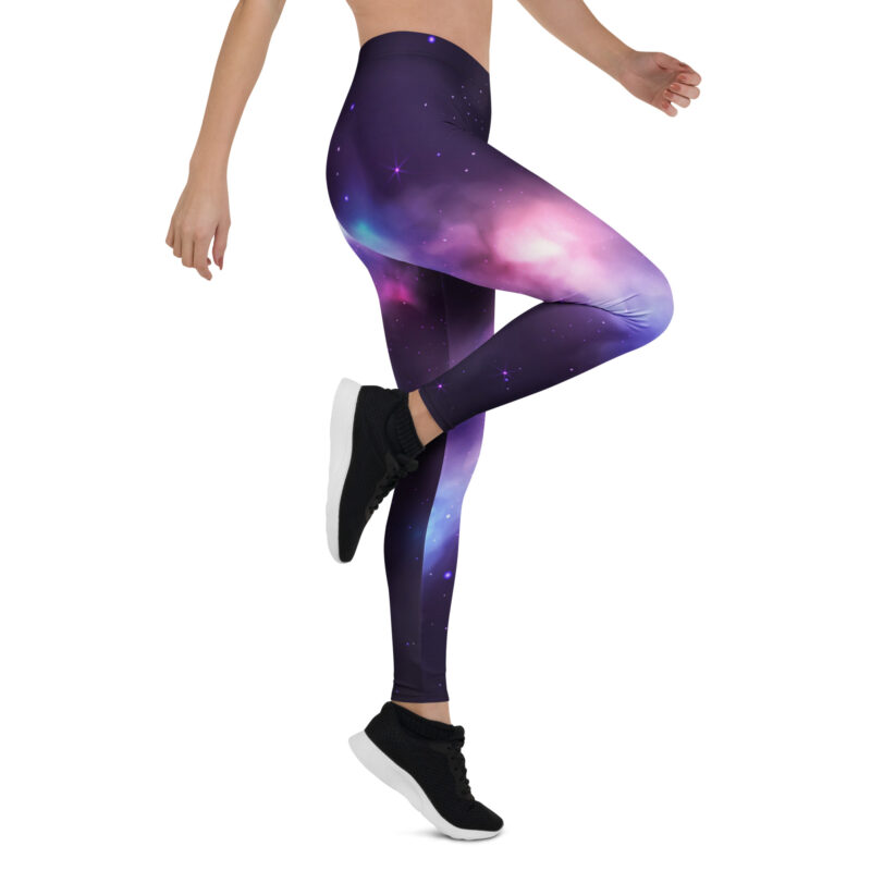 Aegis Fox Purple Blue Galaxy Leggings - Athletic Workout Compression Leggings with 4-Way Stretch, Microfiber Fabric, UPF 50+ - Image 7