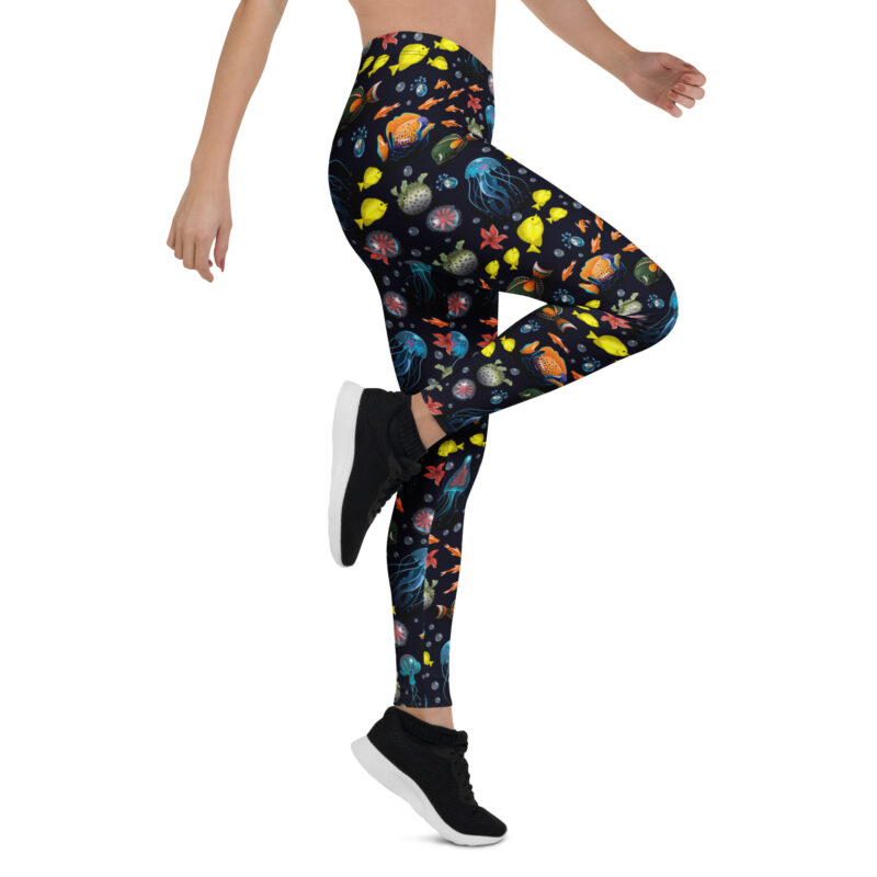 Aegis Fox Deep Ocean Jellyfish Leggings - UPF 50+ Athletic Compression Workout Gear with Sea Creatures Design for Women - Image 7