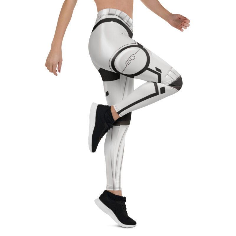 Aegis Fox Black & White Stormtrooper Armor Athletic Leggings - 4-Way Stretch Compression Performance Workout Gear - Image 7