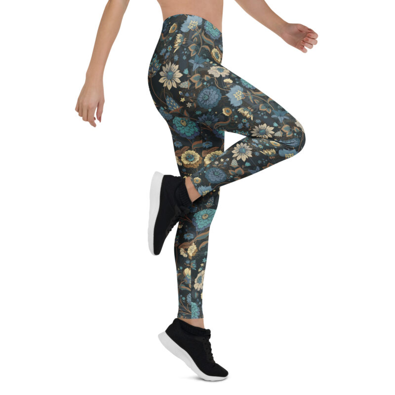 Aegis Fox Blue Floral Compression Leggings - Athletic Workout Tights with 4-Way Stretch Microfiber | Women's Performance Activewear - Image 7