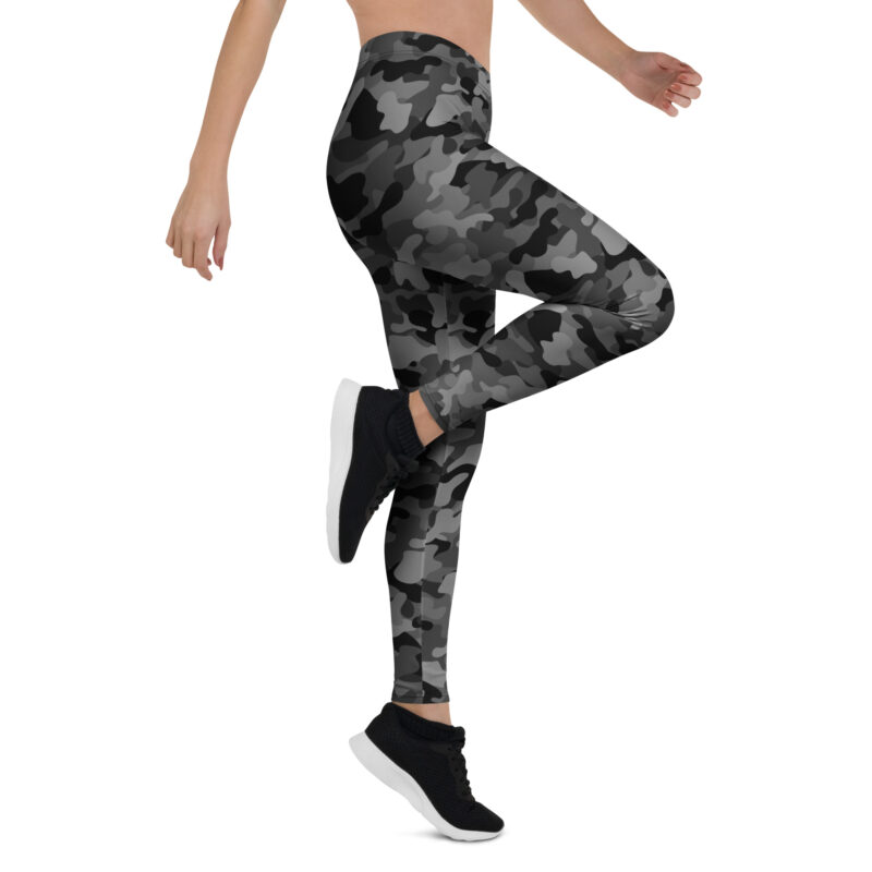 Aegis Fox Black Gray White Camo Leggings - 4-Way Stretch Athletic Compression Workout Pants with Microfiber Comfort for Women - Image 7