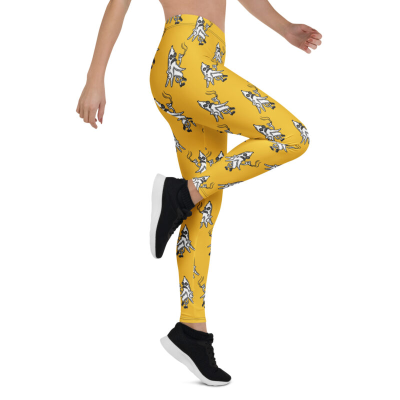 Aegis Fox Bright Yellow Fox Character Athletic Leggings - 4-Way Stretch Compression Performance Leggings for Women, Moisture-Wicking Workout Apparel - Image 7
