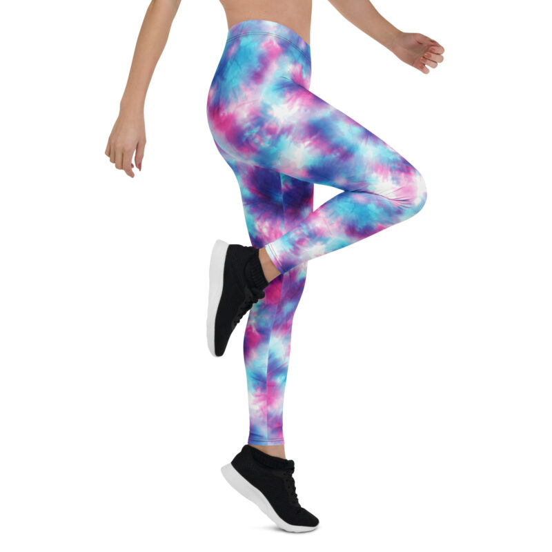 Aegis Fox Tie Dye Leggings - Pink Purple Blue Athletic Compression Leggings with 4-Way Stretch Microfiber - Image 7