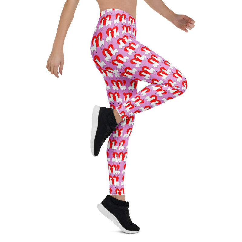Aegis Fox Pink Llama Hearts Athletic Leggings - 4-Way Stretch Compression Workout Tights - Image 7