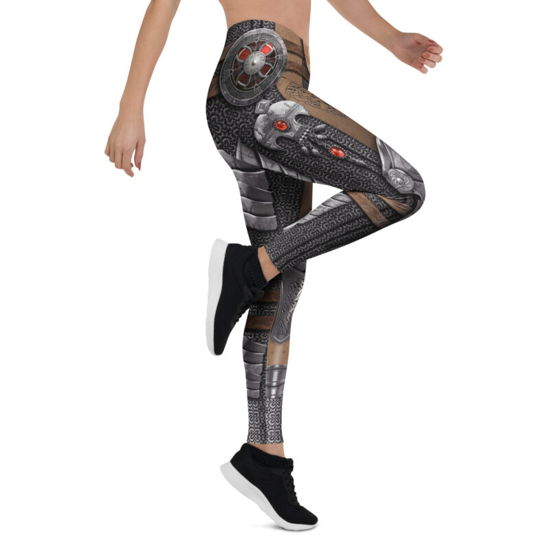 Aegis Fox Medieval Armor Leggings - Silver Chainmail Compression Athletic Leggings with 4-Way Stretch Microfiber - Workout Performance Knight Warrior Design - Image 7