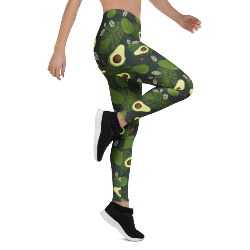 Aegis Fox Green Avocado Print Athletic Leggings - 4-Way Stretch Microfiber Workout Performance Compression Leggings for Women with UPF 50+ Protection - Image 7