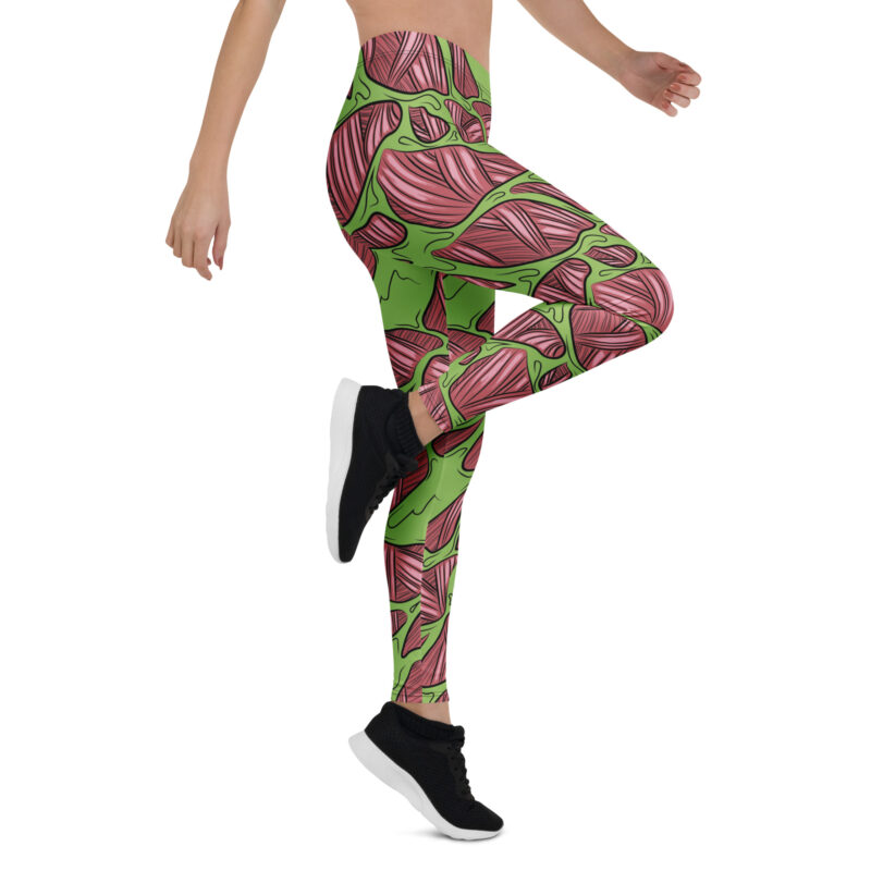 Aegis Fox Anatomical Muscle Pattern Leggings - Red & Green Performance Workout Compression Tights with 4-Way Stretch Microfiber for Women Athletes - Image 7