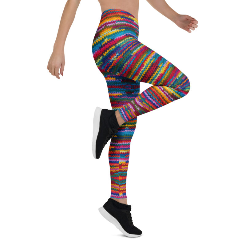 Aegis Fox Multicolored Zigzag Pattern Athletic Leggings - 4-Way Stretch Workout Performance Compression Tights for Women - Image 7