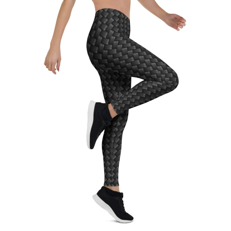 Aegis Fox Black Carbon Fiber Compression Leggings | 4-Way Stretch Microfiber Athletic Workout Tights | UPF 50+ Performance Leggings - Image 7