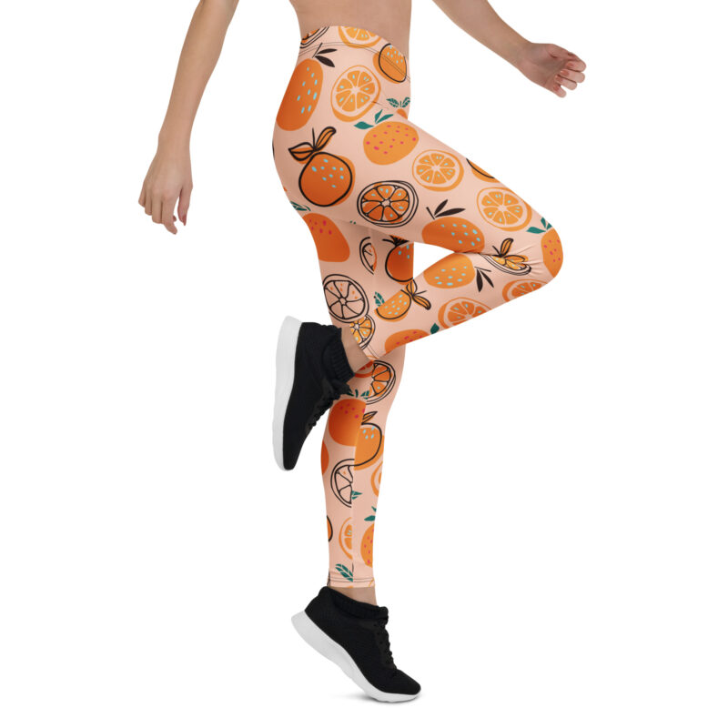 Aegis Fox Orange Fruit Print Leggings - 4-Way Stretch Microfiber Athletic Compression Leggings with UPF 50+ Protection - Image 7