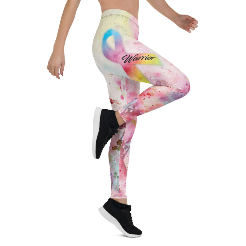 Aegis Fox Warrior Cancer Awareness Athletic Leggings - Pink Purple Blue Yellow Watercolor Pattern with 4-Way Stretch Microfiber | Compression Performance Leggings - Image 7