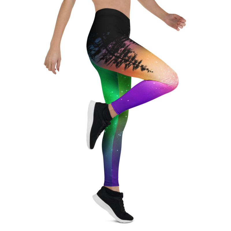 Aegis Fox Aurora Pine Galaxy Athletic Leggings - 4-Way Stretch Microfiber Compression Performance Workout Leggings for Women - Image 7