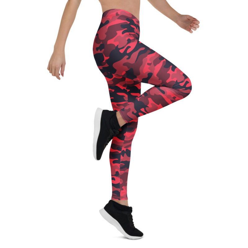 Aegis Fox Deep Red Hot Pink Camo Leggings - 4-Way Stretch Microfiber Athletic Compression Leggings for Women with UPF 50+ Protection - Image 7