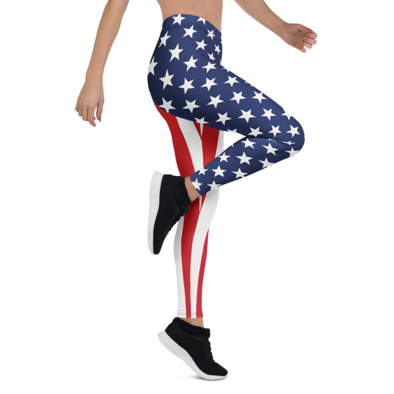 Aegis Fox Asymmetrical American Flag Leggings - 4-Way Stretch Athletic Compression Performance Workout Leggings with Stars and Stripes Design | Patriotic Running, Training & Fitness Apparel - Image 7