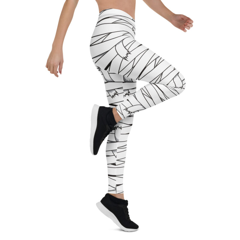 Aegis Fox Black & White Bandage Wrap Leggings - 4-Way Stretch Microfiber Athletic Compression Wear for Running, Training & Workouts - Image 7