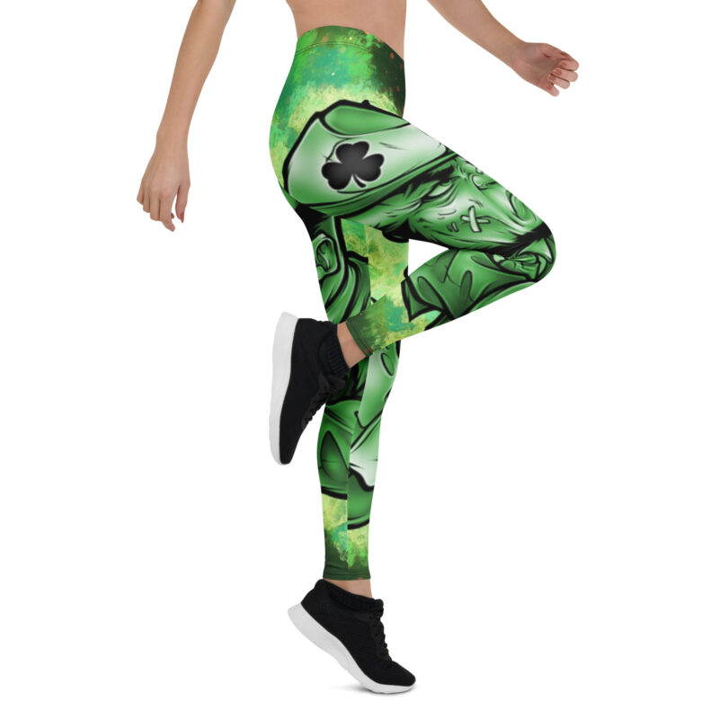 Aegis Fox Green Graffiti Street Art Leggings - Athletic Compression Workout Pants with Urban Cartoon Design | 4-Way Stretch Microfiber Performance Sportswear - Image 7