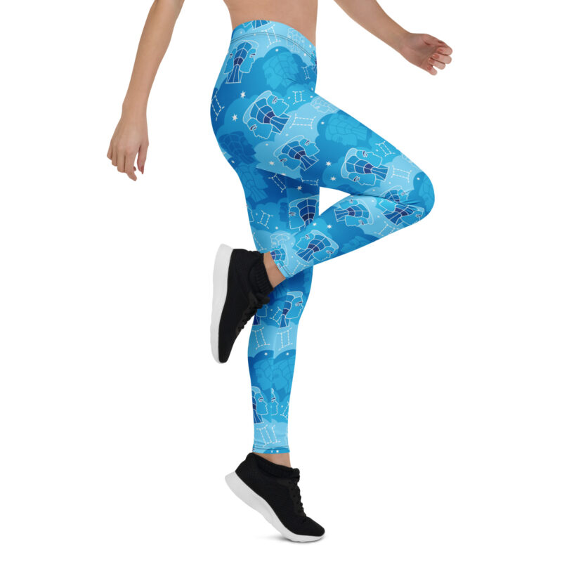 Aegis Fox Blue Gemini Constellation Athletic Leggings - 4-Way Stretch Microfiber Compression Workout Pants with Zodiac Design - Image 7