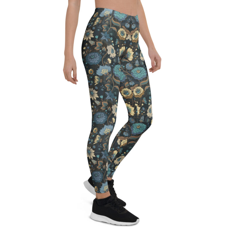 Aegis Fox Blue Floral Compression Leggings - Athletic Workout Tights with 4-Way Stretch Microfiber | Women's Performance Activewear - Image 6